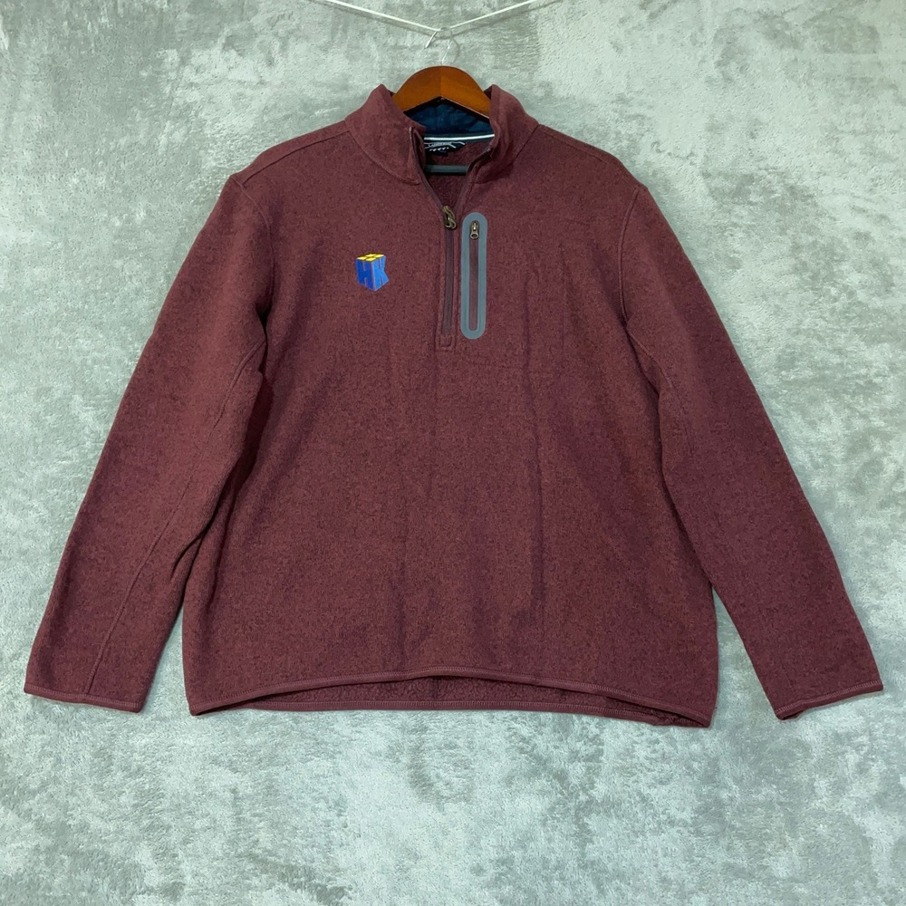Lands' End Men's L Red 1/4 Zip Fleece Pullover Polyester Sweatshirt